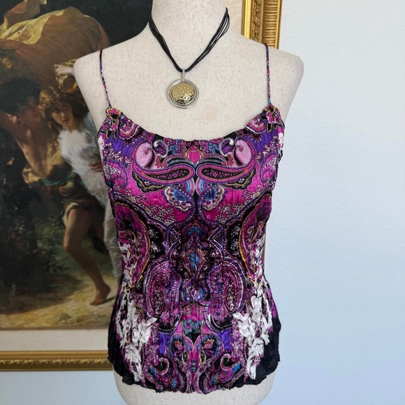 Tops - Y2K Styled Whimsigoth Cami Printed Top